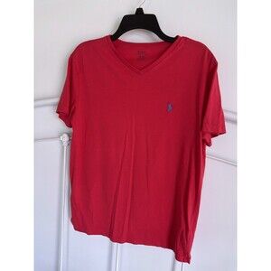 Men’s Ralph Lauren Polo V Neck T Shirt Red Size Small short sleeve holiday
